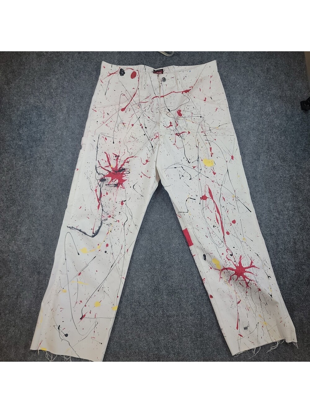 Wrangler Custom Painted Carpenter Pants White Splatter Streetwear Aprx 37x30 522